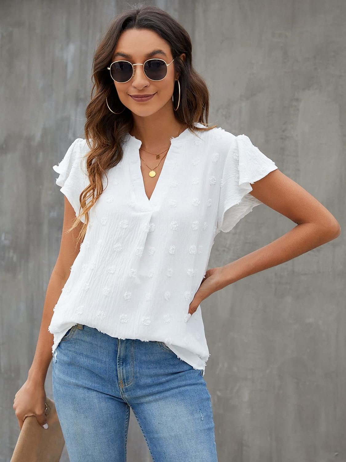 Textured V-Neck Blouse