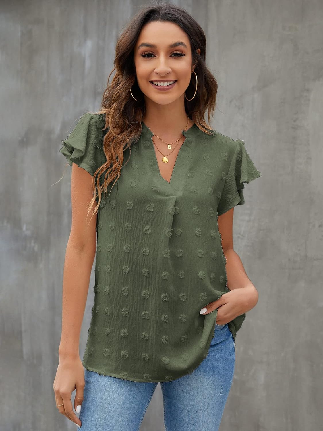 Textured V-Neck Blouse
