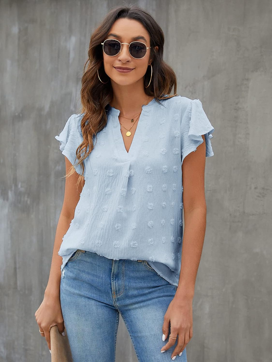 Textured V-Neck Blouse