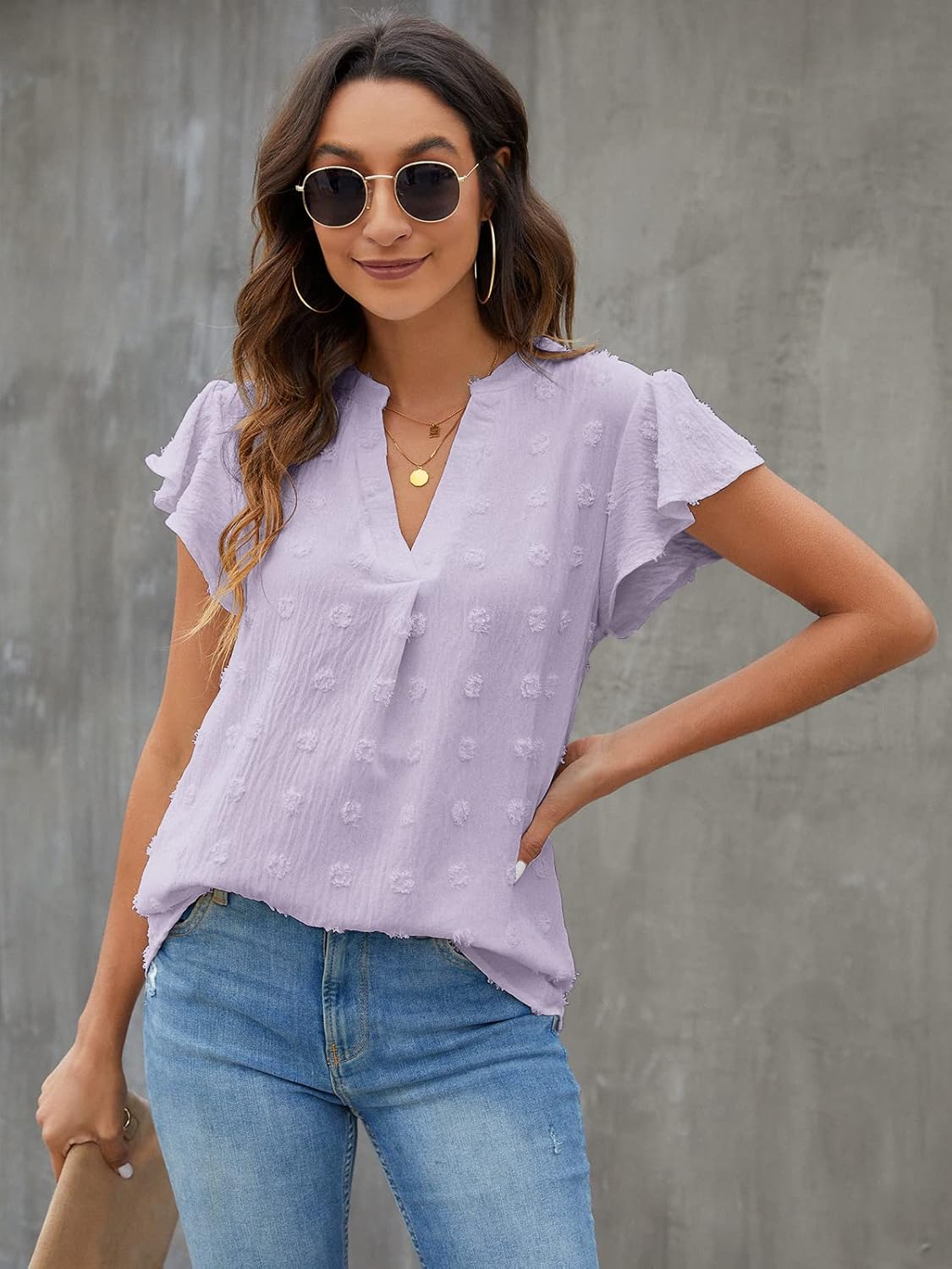 Textured V-Neck Blouse