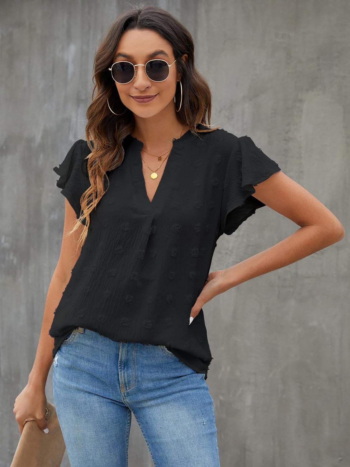 Textured V-Neck Blouse