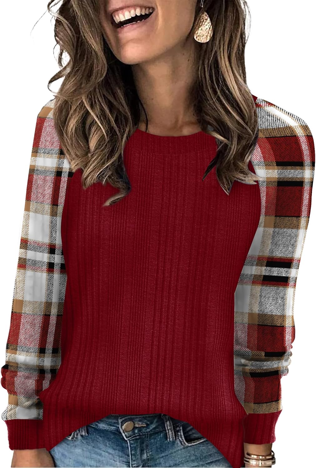 Contrast Ribbed Knit Sweater