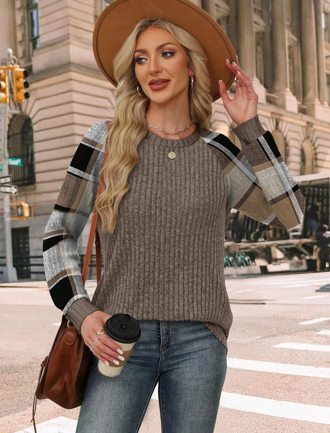 Contrast Ribbed Knit Sweater