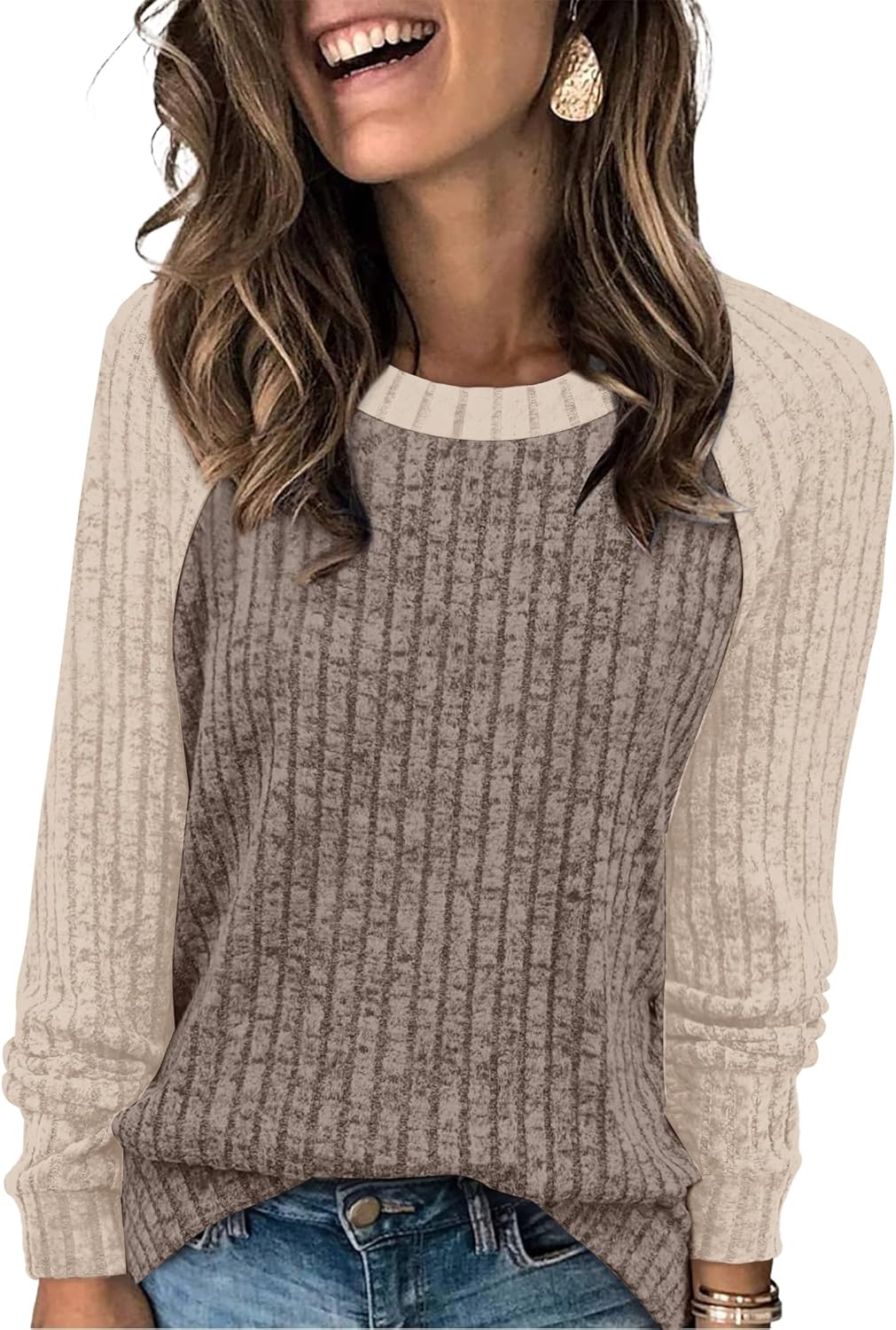 Contrast Ribbed Knit Sweater