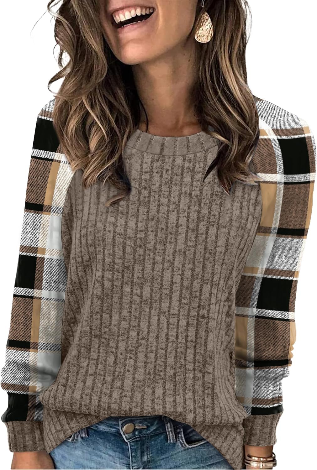 Contrast Ribbed Knit Sweater
