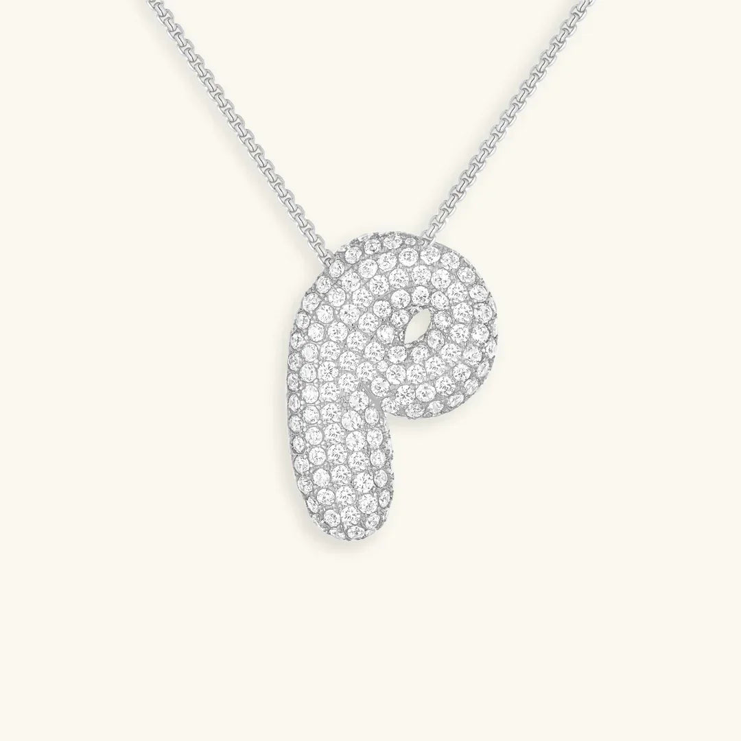 Bubble Initial Diamond Necklace