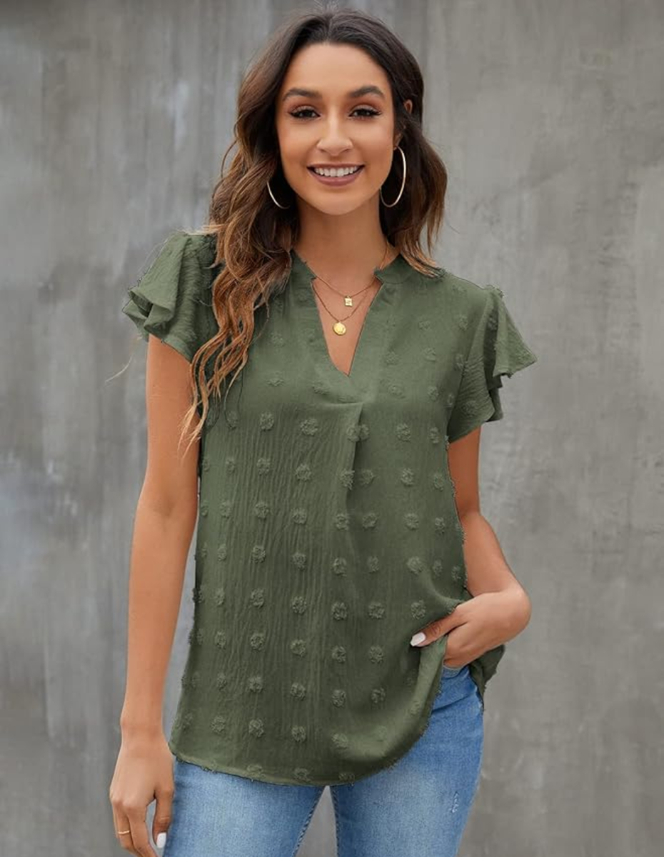 Textured V-Neck Blouse