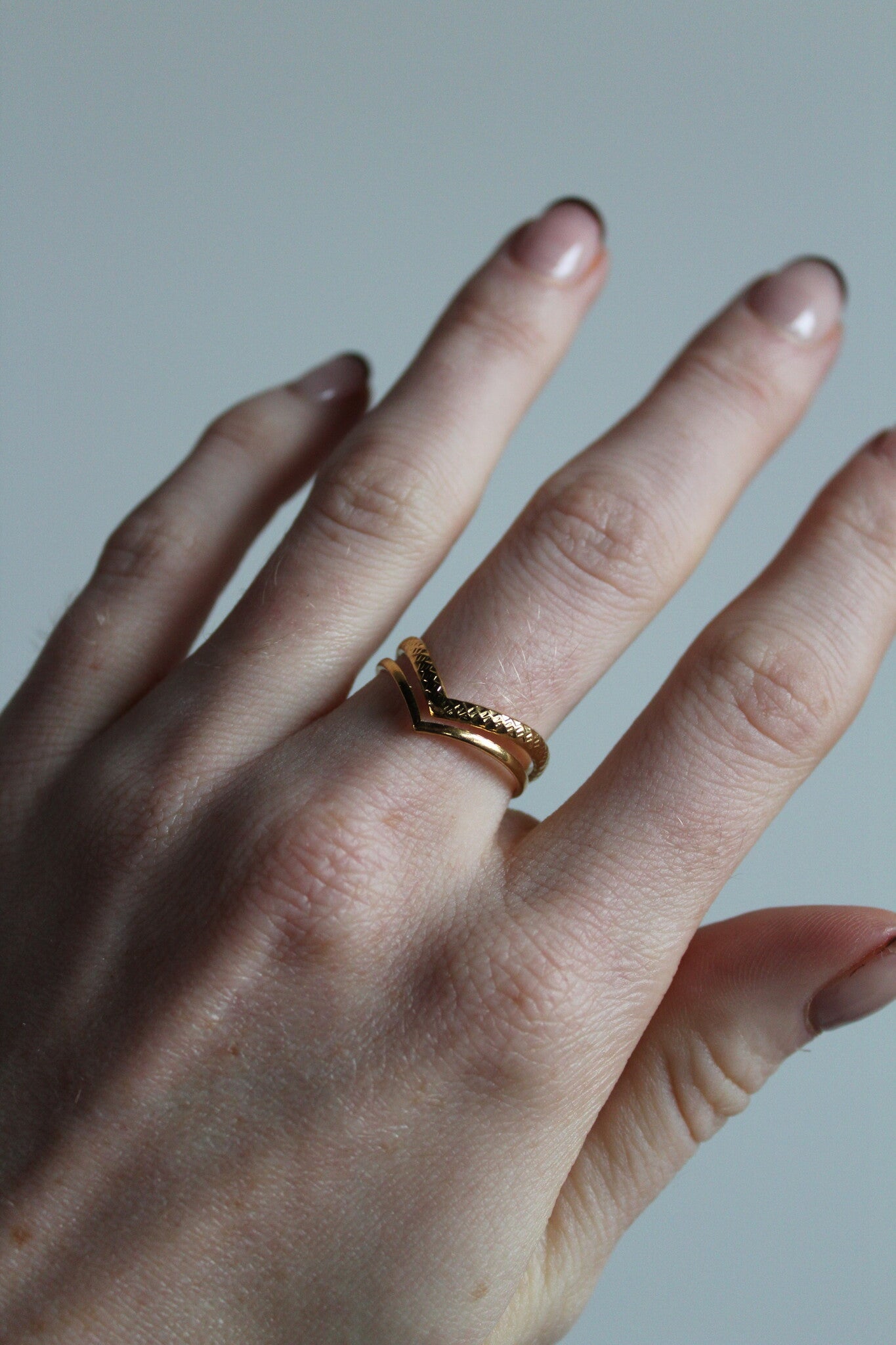 Double Wave - Ring - Edelstahl - verstellbar