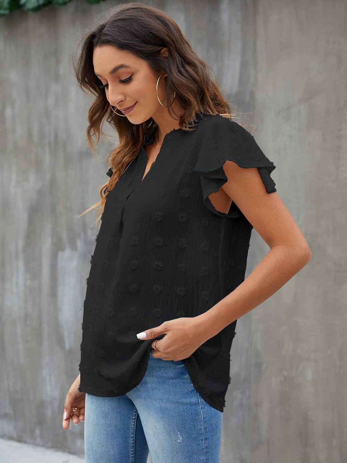 Textured V-Neck Blouse