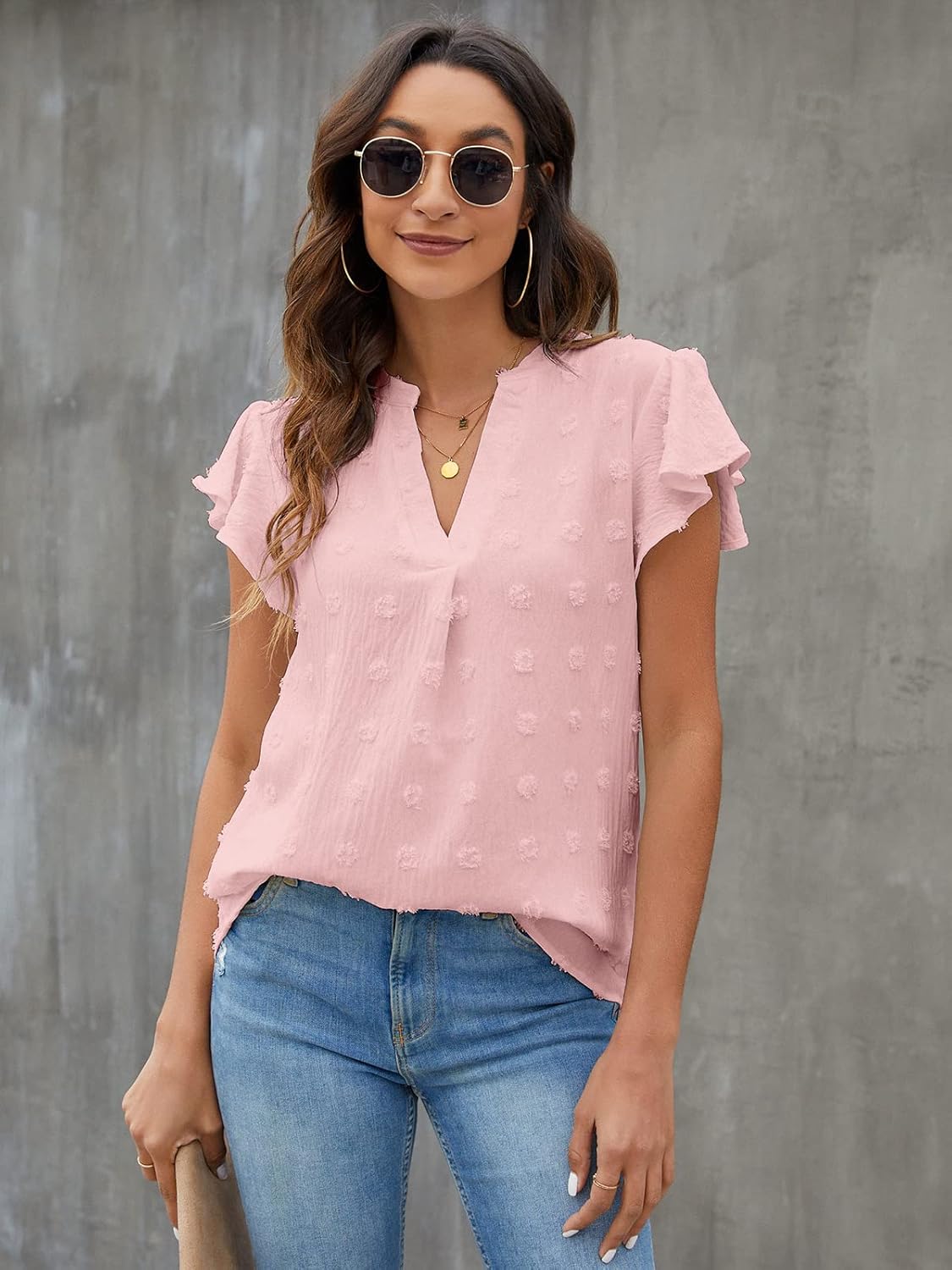 Textured V-Neck Blouse