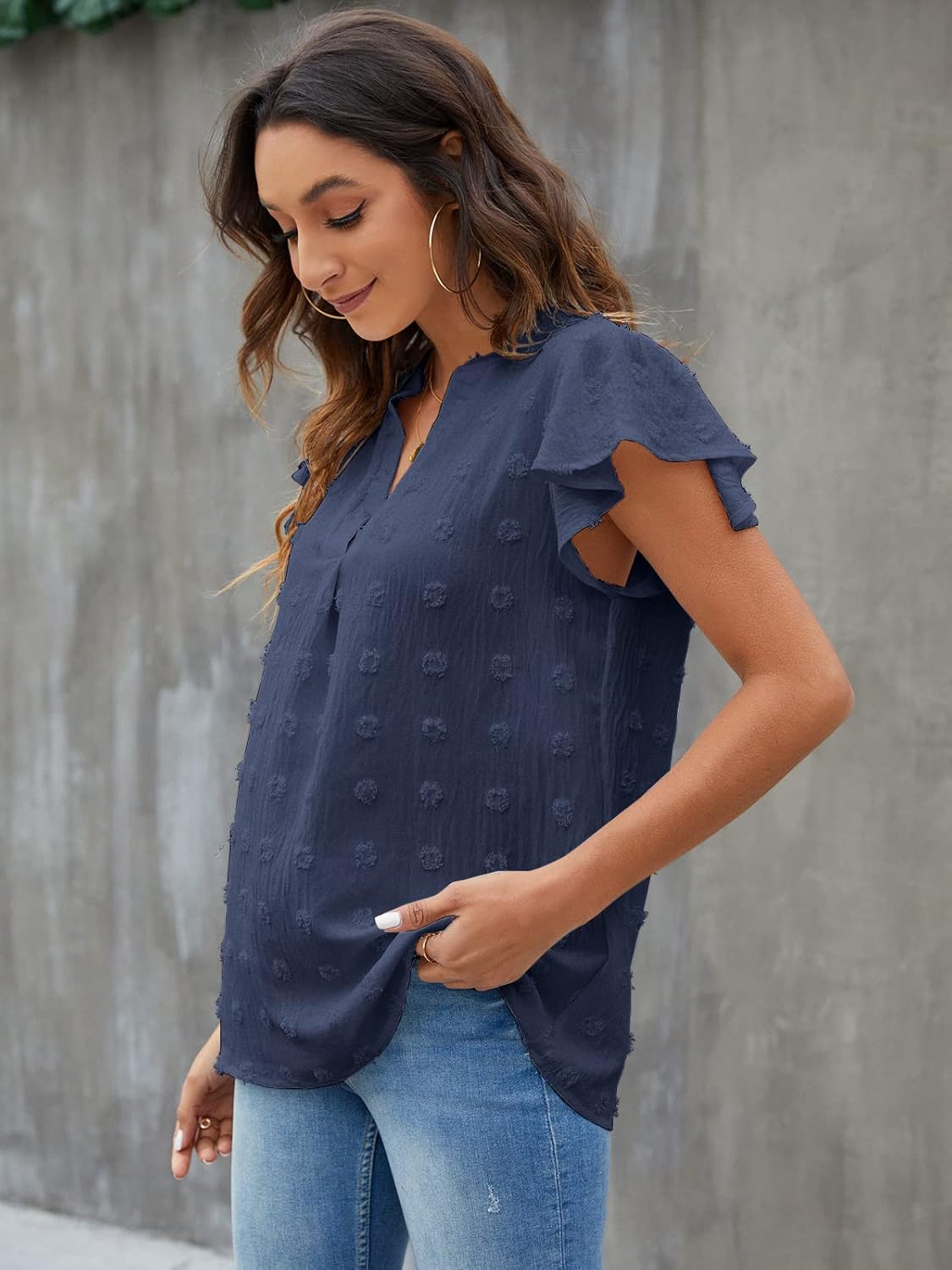 Textured V-Neck Blouse