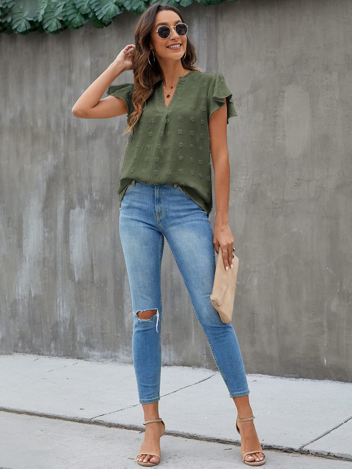 Textured V-Neck Blouse