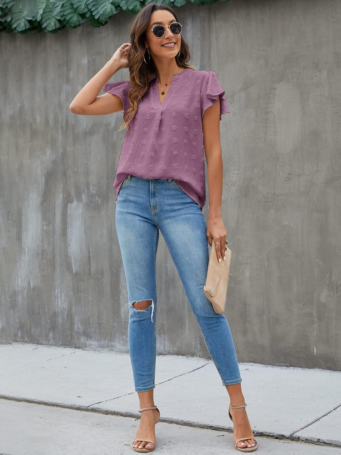 Textured V-Neck Blouse