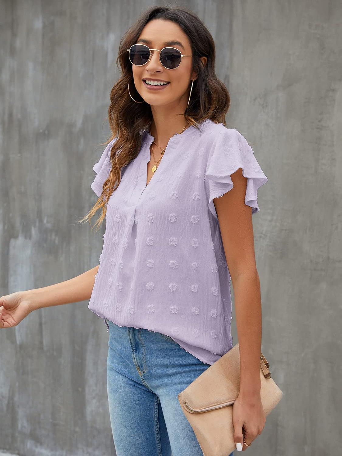Textured V-Neck Blouse