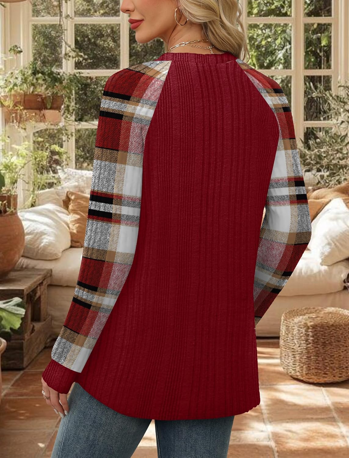 Contrast Ribbed Knit Sweater