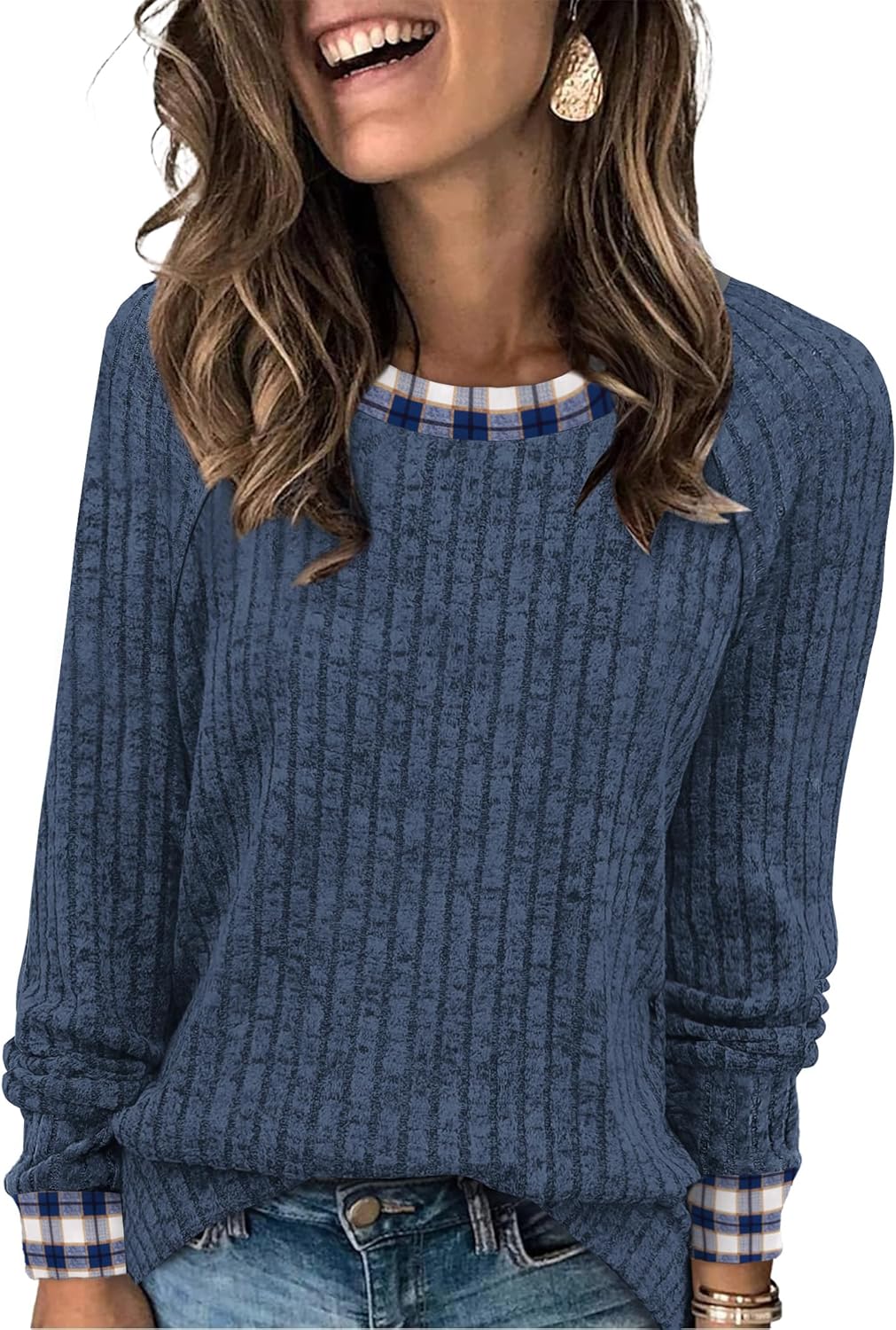 Contrast Ribbed Knit Sweater