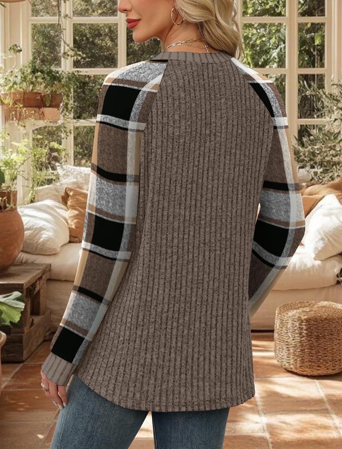 Contrast Ribbed Knit Sweater