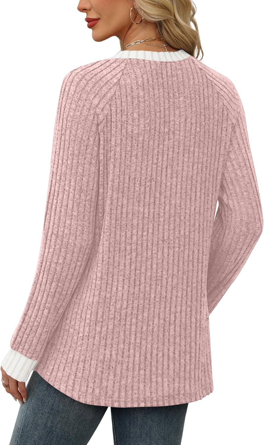 Contrast Ribbed Knit Sweater