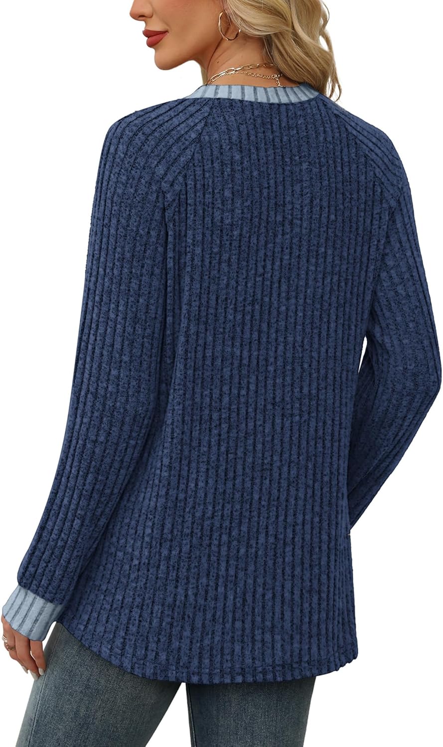 Contrast Ribbed Knit Sweater