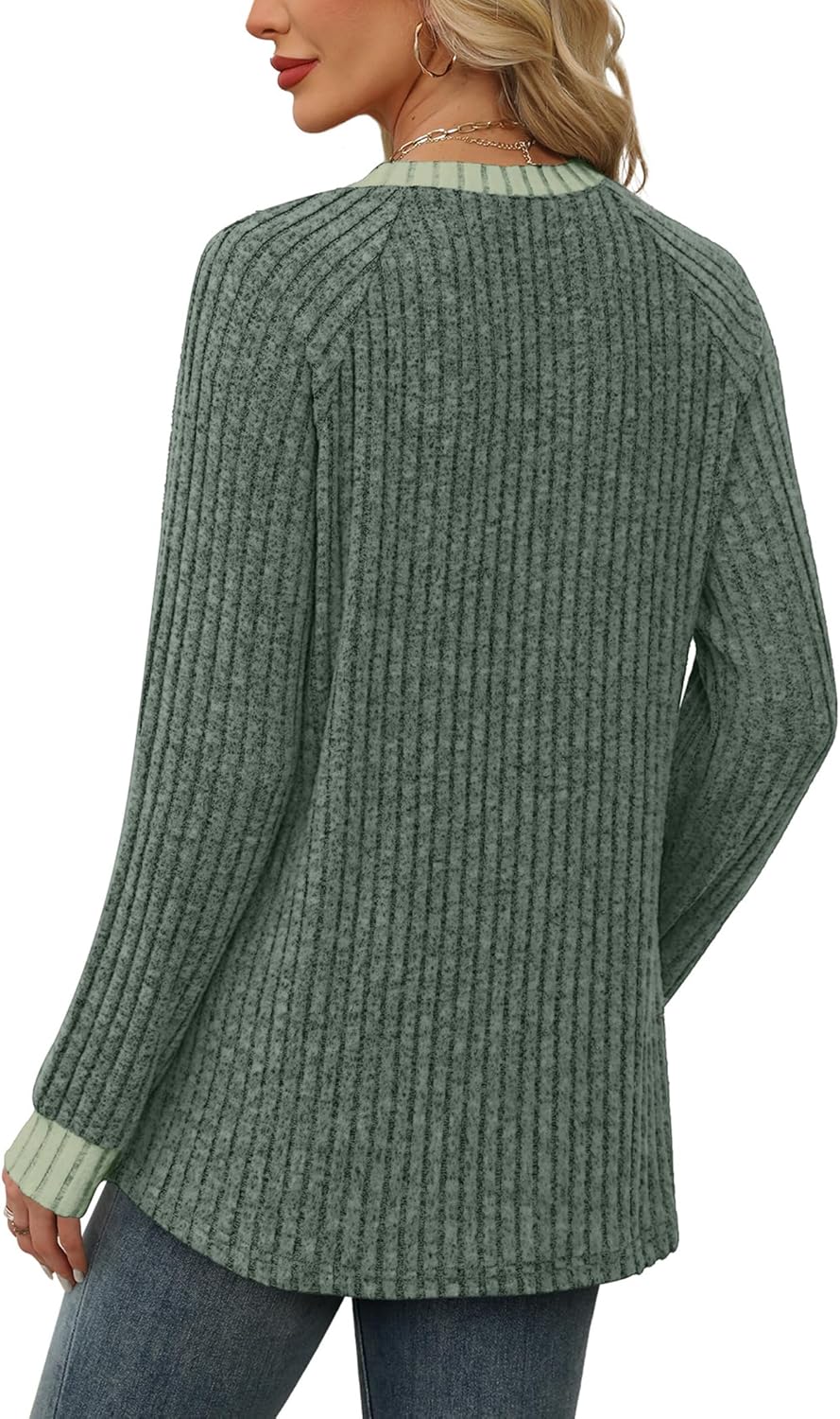 Contrast Ribbed Knit Sweater