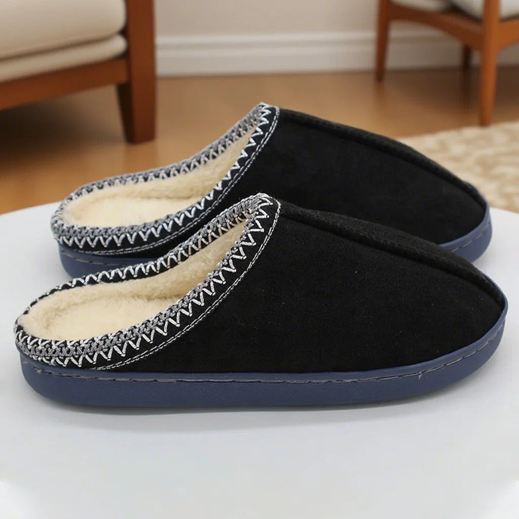 Cotton Slippers for Autumn and Winter Indoor Thick-Soled Non-Slip Couple Warm Fleece-Lined Soft Sole