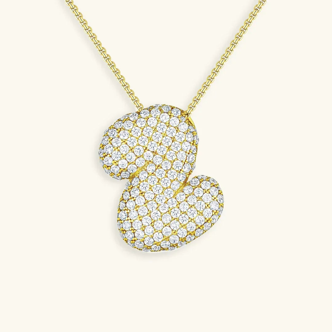 Bubble Initial Diamond Necklace